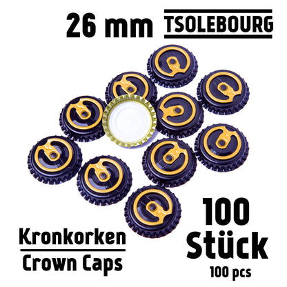 Black 26mm Easy Open Crown Caps – Pack of 100 | TSOLEBOURG