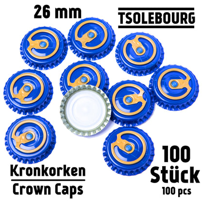 Blue 26mm Easy Open Crown Caps – Pack of 100 | TSOLEBOURG