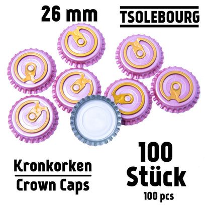 Pink 26mm Easy Open Crown Caps – Pack of 100 | TSOLEBOURG
