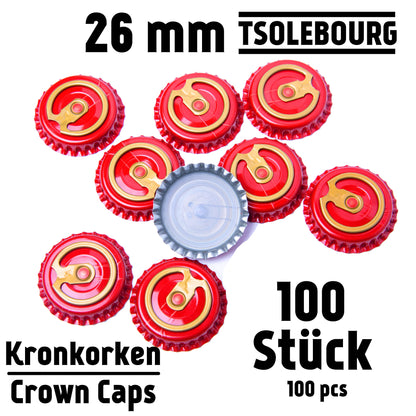 Red 26mm Easy Open Crown Caps – Pack of 100 | TSOLEBOURG