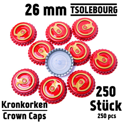 Red 26mm Easy Open Crown Caps – Pack of 250 | TSOLEBOURG