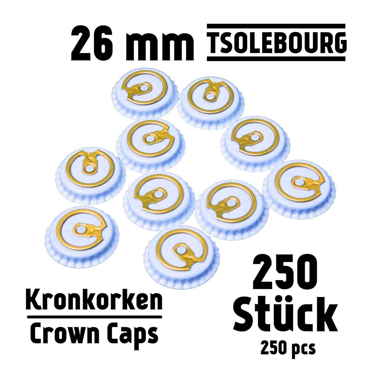 White 26mm Easy Open Crown Caps – Pack of 250 | TSOLEBOURG